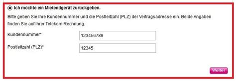 telekom mietgerät zurücksenden retourenschein